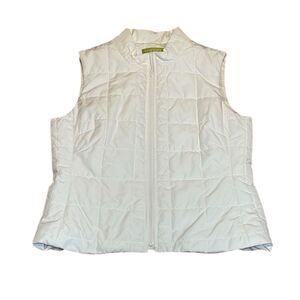 Ingrid Olsen Winter White Quilted Vest, Soft, sleeveless jacket, petite medium
